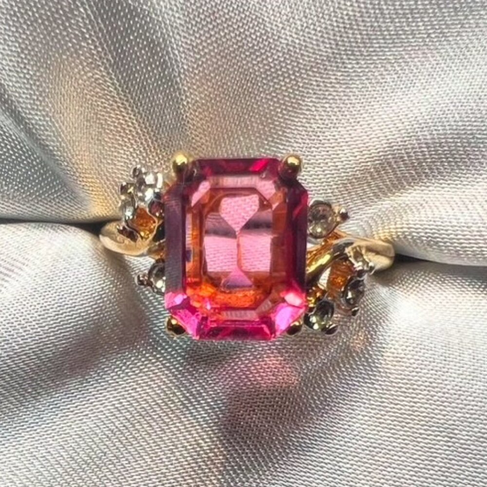 Gold Plated Pink Topaz Ring